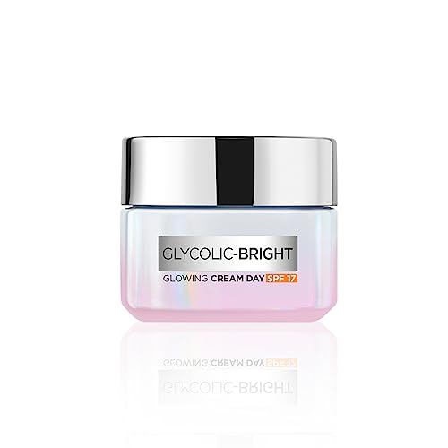 L'Oreal Paris Glycolic Bright Day Cream with SPF 17, 50ml |Skin Brightening Cream with Glycolic Acid that Visbily Minimizes Spots & Reveals Even Toned Skin