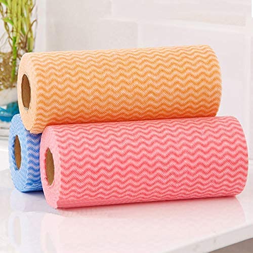 Kitchen Must 3 Ply Kitchen Roll Cleaning Wipes Washable & Quick-Dry Non-Woven Dish Towel, Dishcloths for Kitchen Cleaning, Super Absorbent Reusable Tissue Roll 100 Pulls